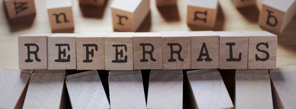 Referrals Word In Wooden Cube